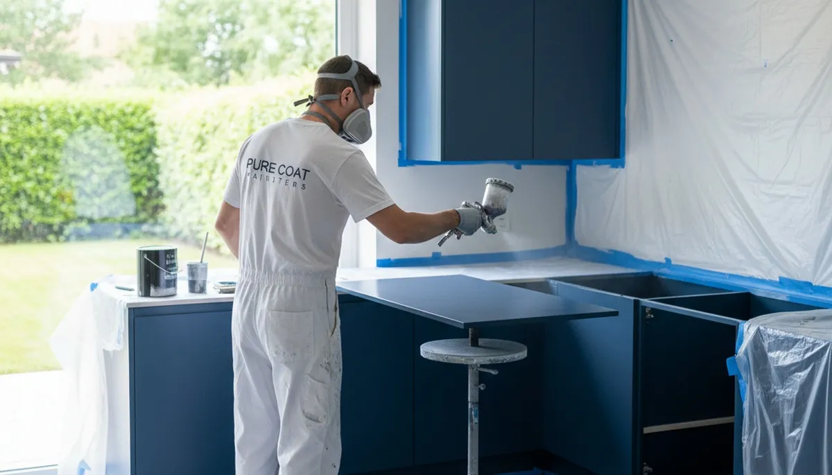 Cabinet painting in Greensboro, NC for a kitchen makeover by Greensboro Paint Pros