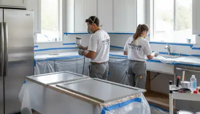 Professional cabinet painting in Greensboro, NC for a kitchen makeover