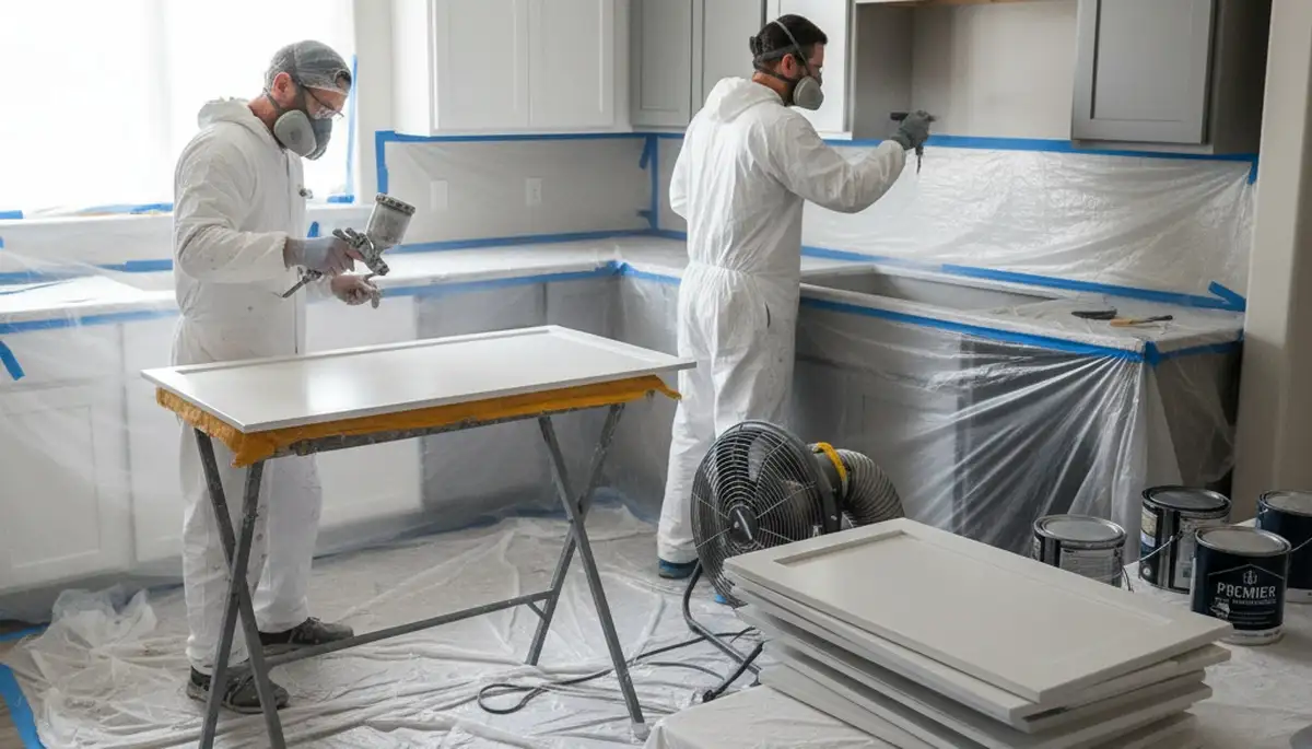 Cabinet painting service in Greensboro, NC for durable kitchen cabinet refinishing