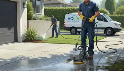 Concrete pressure cleaning in Greensboro, NC for driveway and patio stain removal