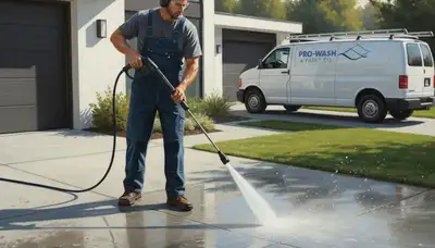 Concrete pressure cleaning in Greensboro, NC removes clay stains and mildew from driveway and patio surfaces
