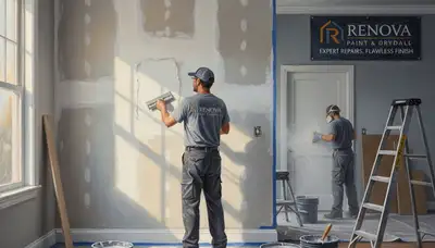 Greensboro, NC drywall repair by Paint Pros, fixing cracked walls and water damage for smooth finishes