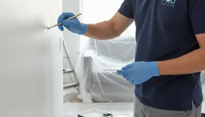 Painter repairing paint touch-ups on a home in Greensboro, NC for a fresh, clean finish