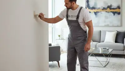 Professional painter performing paint touch-ups in Greensboro, NC for a clean, refreshed home finish