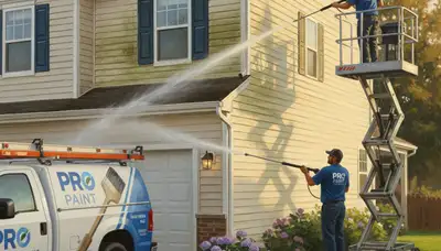 Vinyl siding pressure cleaning in Greensboro, NC by Greensboro Paint Pros removes dirt, mold, and mildew
